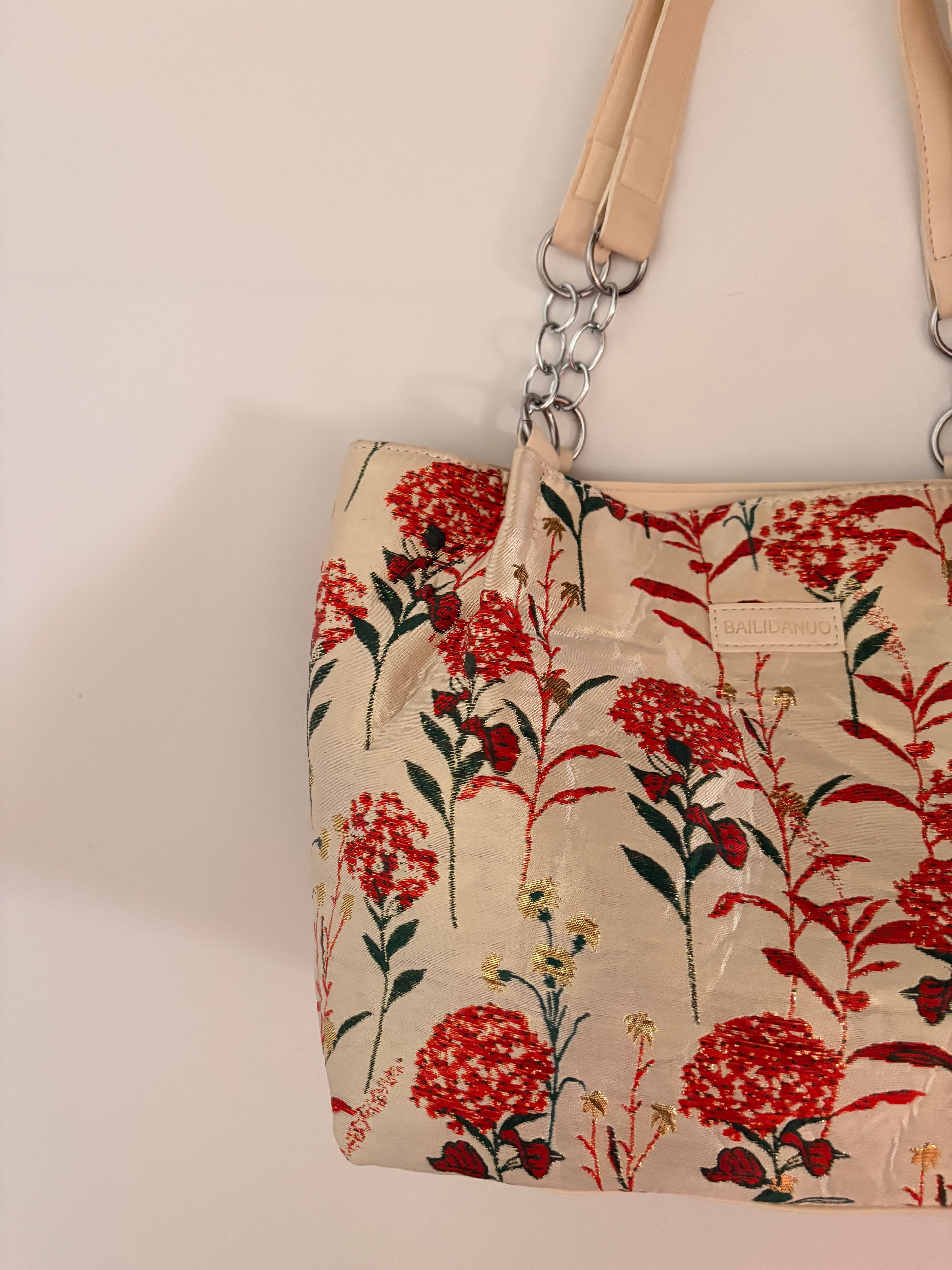 floral canvas tote