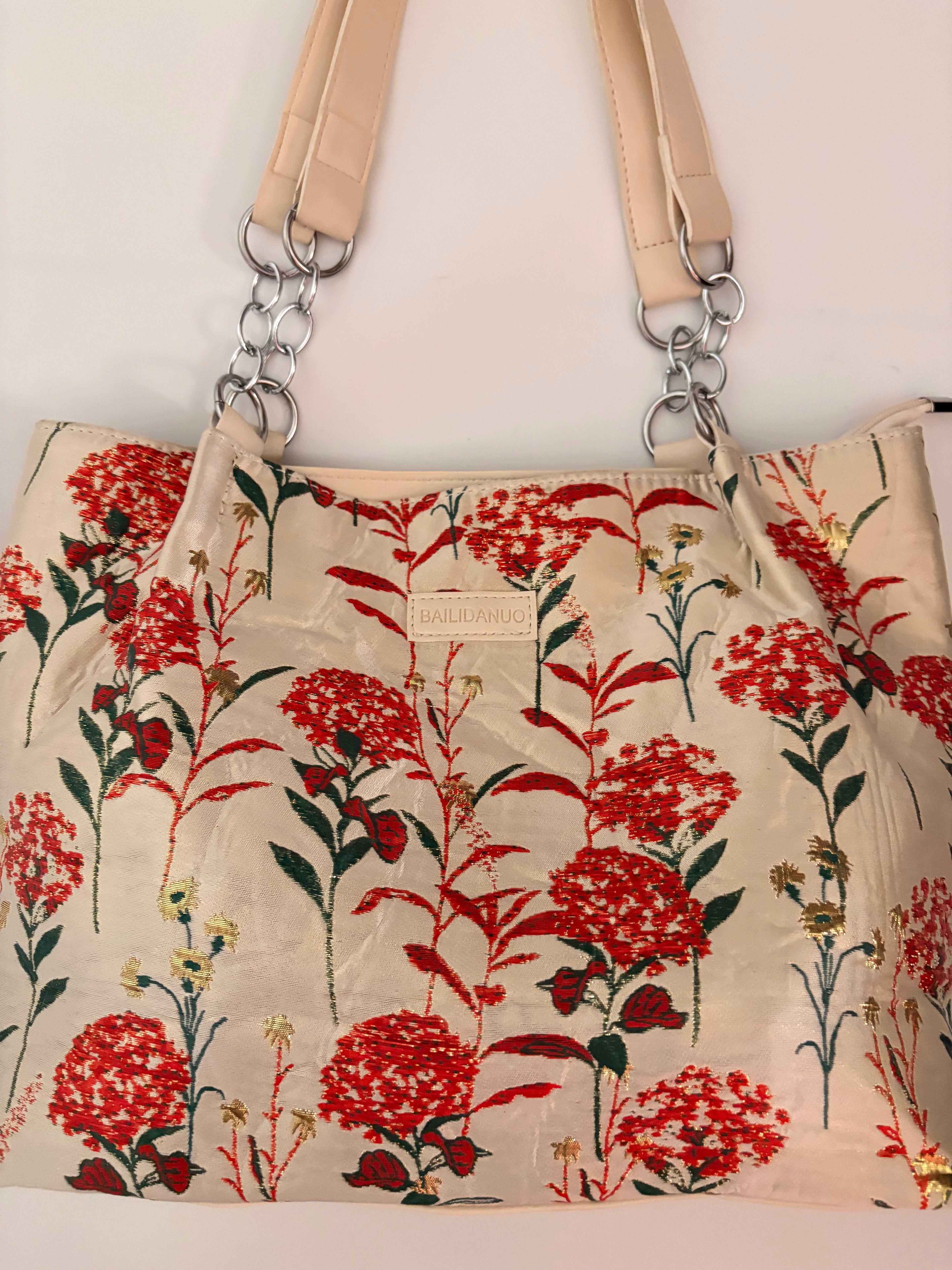 floral canvas tote